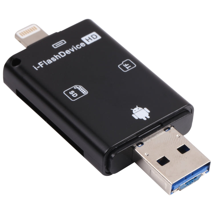 NK-208 Card Reader – 3 in 1 i-Flash TF Card / SD Card Reader For 8 Pin + USB 2.0 + Micro USB... NK-208 Black PC8510B