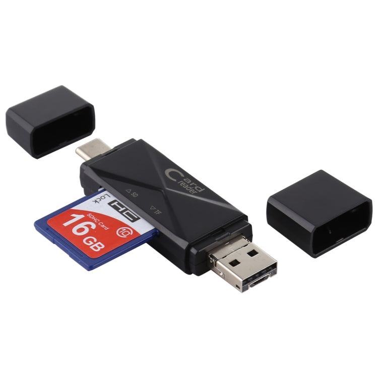 USB-C / Type-C + SD + TF + Micro USB to USB 2.0 Card Reader, USB2.0 – Durable Build, Easy to Use