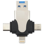 Card Reader – 4 in 1 8 Pin + USB-C / Type-C + Micro USB + USB 3.0 Male TF Card...
