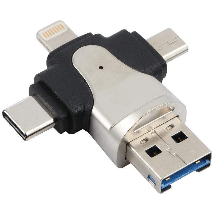 Card Reader – 4 in 1 8 Pin + USB-C / Type-C + Micro USB + USB 3.0 Male TF Card... 4 in 1