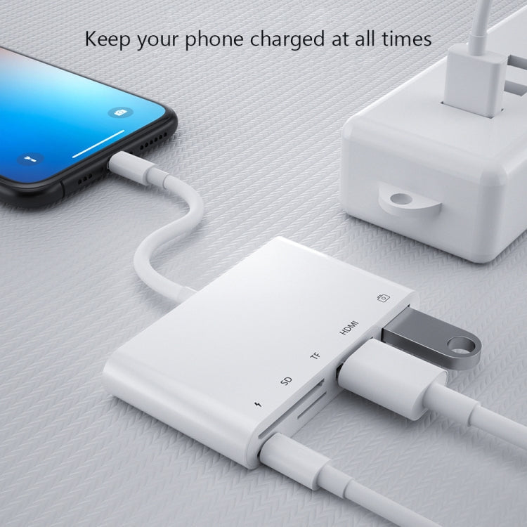 Adapter – 5 in 1 8 Pin Male to USB + HDMI + TF / SD Card Slot + 8 Pin Power...