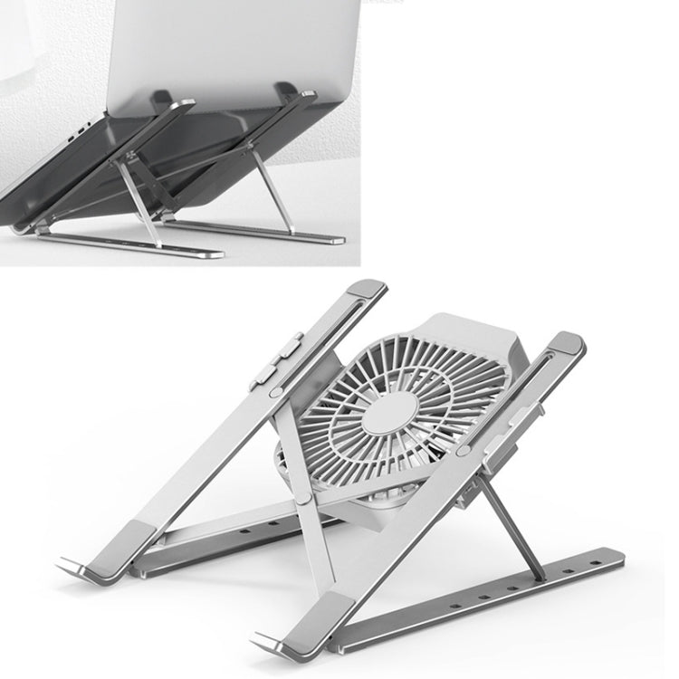 Portable Adjustable Laptop Stand Desktop Lifting Height Increase Rack Folding Heat Dissipation Holder, Style: Fan, Style: Fan – Aluminum Alloy Style: Fan