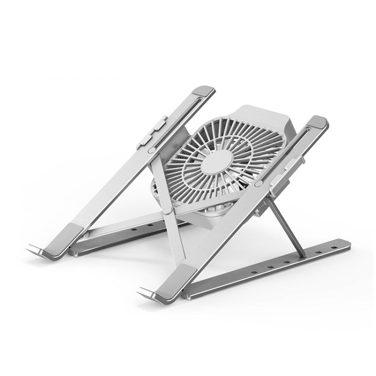 Portable Adjustable Laptop Stand Desktop Lifting Height Increase Rack Folding Heat Dissipation Holder, Style: Fan, Style: Fan – Aluminum Alloy