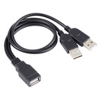 USB Female to 2 USB Male Cable, Length: About 30cm – Durable Build, Easy to Use Default Title