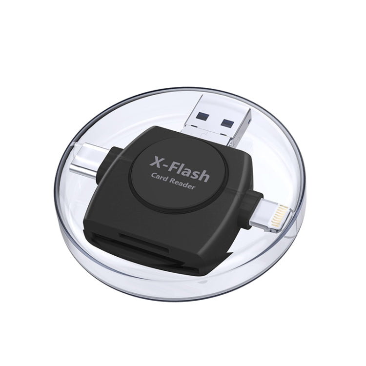 Card Reader – X-Flash R01 3 in 1 8 Pin + USB-C / Type-C + Micro USB Interface SD / TF...