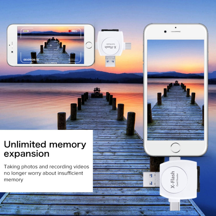 Card Reader – X-Flash R01 3 in 1 8 Pin + USB-C / Type-C + Micro USB Interface SD / TF...