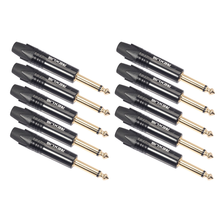 10 PCS TC202 6.35mm Gold-plated Mono Sound Welding Audio Adapter Plug Black