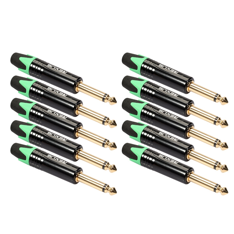 10 PCS TC202 6.35mm Gold-plated Mono Sound Welding Audio Adapter Plug Green