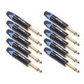 10 PCS TC202 6.35mm Gold-plated Mono Sound Welding Audio Adapter Plug Blue