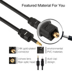 1.5m OD4.0mm Toslink Male to 3.5mm Mini Toslink Male Digital Optical Audio Cable, 1.5m – Durable Build, Easy to Use
