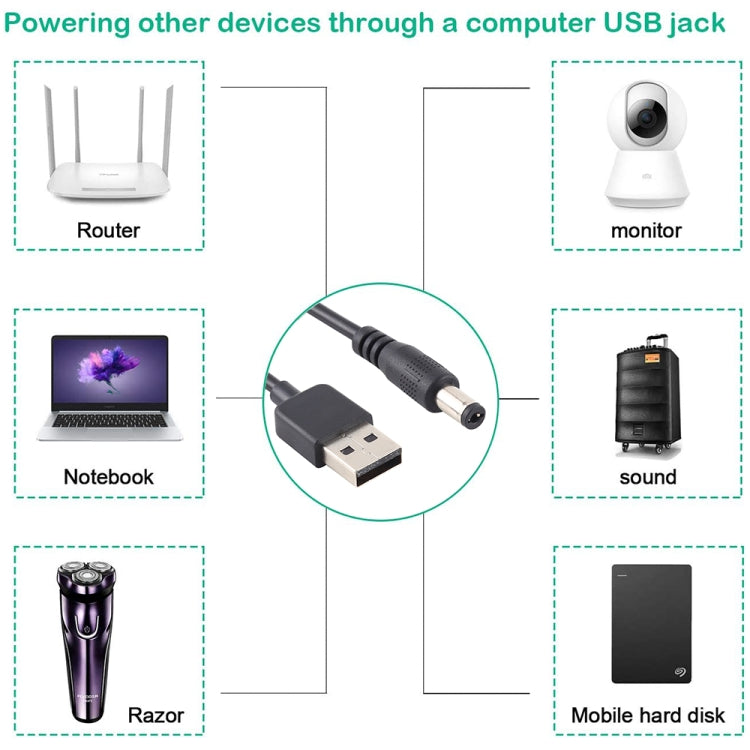 3A USB to 5.5 x 2.1mm DC Power Plug Cable, Length: 1m, USB to DC 5.5x2.1mm – Durable Build, Easy to Use