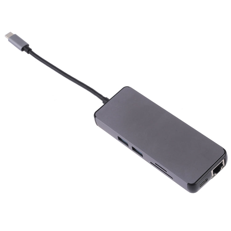 8 in 1 Type-C to HDMI + USB 3.0 + USB 3.0 + Type-C + LAN + VGA + TF/SD Card Reader Adapter – 4K