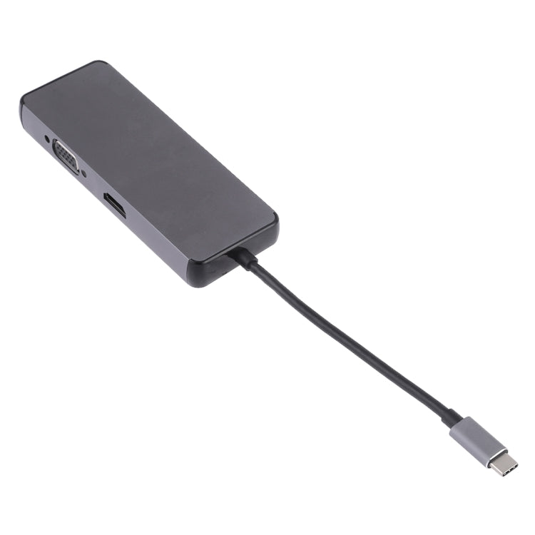 8 in 1 Type-C to HDMI + USB 3.0 + USB 3.0 + Type-C + LAN + VGA + TF/SD Card Reader Adapter – 4K