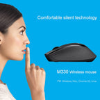 Logitech M330 Wireless Optical Mute Mouse with Micro USB Receiver – Durable Build, Easy to Use