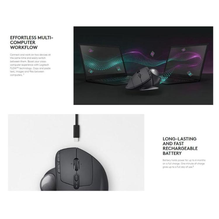 Logitech MX ERGO S 440DPI Bluetooth + Unifying Dual-mode Wireless Trackball Optical Mouse, MX ERGO S – Bluetooth
