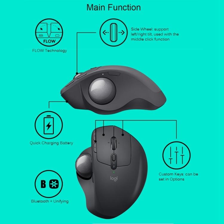 Logitech MX ERGO S 440DPI Bluetooth + Unifying Dual-mode Wireless Trackball Optical Mouse, MX ERGO S – Bluetooth
