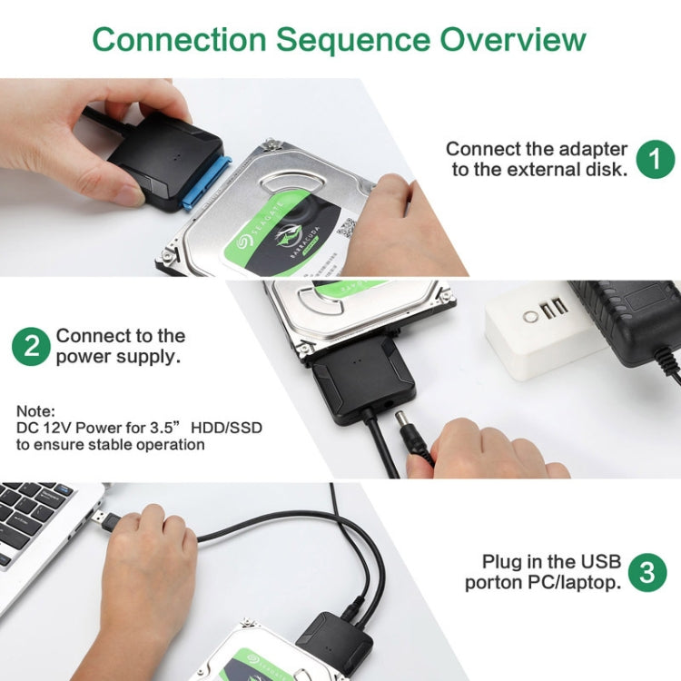 Professional SATA to USB 3.0 Cable Adapter 2.5 / 3.5 inch SSD Hard Drive Expanding Connector, 2.5 / 3.5 inch – Durable Build, Easy to Use