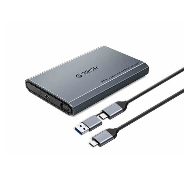 ORICO DD25 C3 2.5 inch Type-C to Type-C and USB Mechanical SSD Enclosure, Supported Capacity: 6TB – Aluminum Alloy Dark Gray