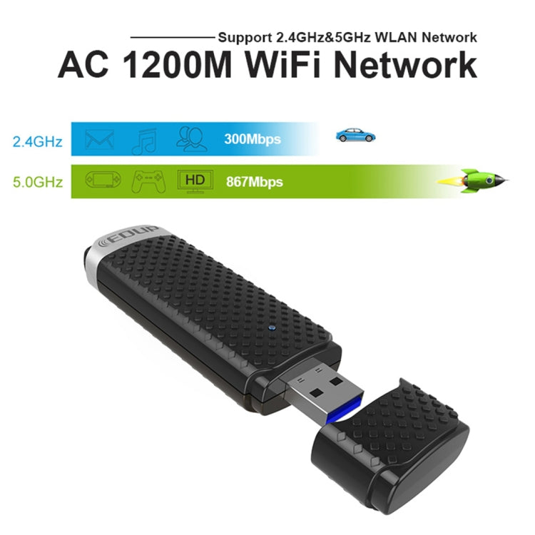 EDUP EP-AC1617 1200Mbps High Speed USB 3.0 WiFi Adapter Receiver Ethernet Adapter, EP-AC1617 1200Mbps – Durable Build, Easy to Use