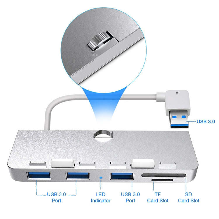 Rocketek For iMac USB3.0 x 3 + SD / TF Multi-function HUB Expansion Dock, USB3.0 x 3 + SD / TF – Aluminum Alloy