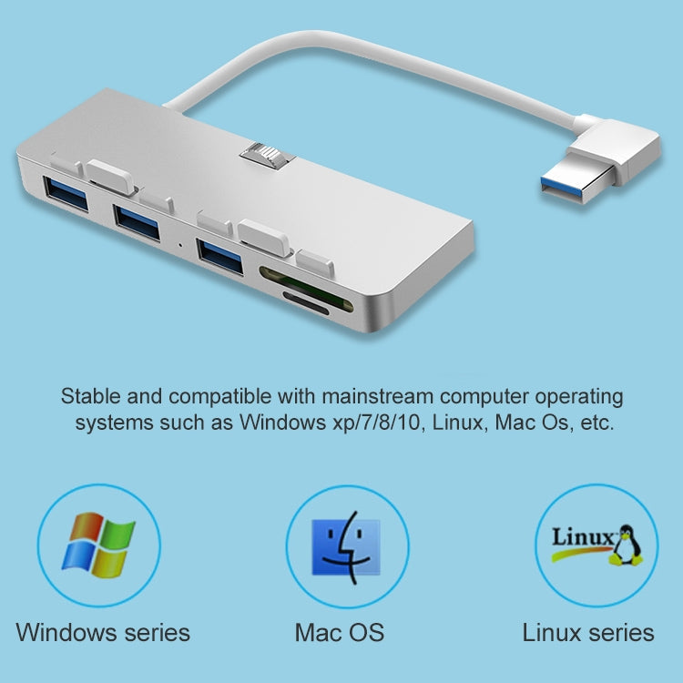 Rocketek For iMac USB3.0 x 3 + SD / TF Multi-function HUB Expansion Dock, USB3.0 x 3 + SD / TF – Aluminum Alloy