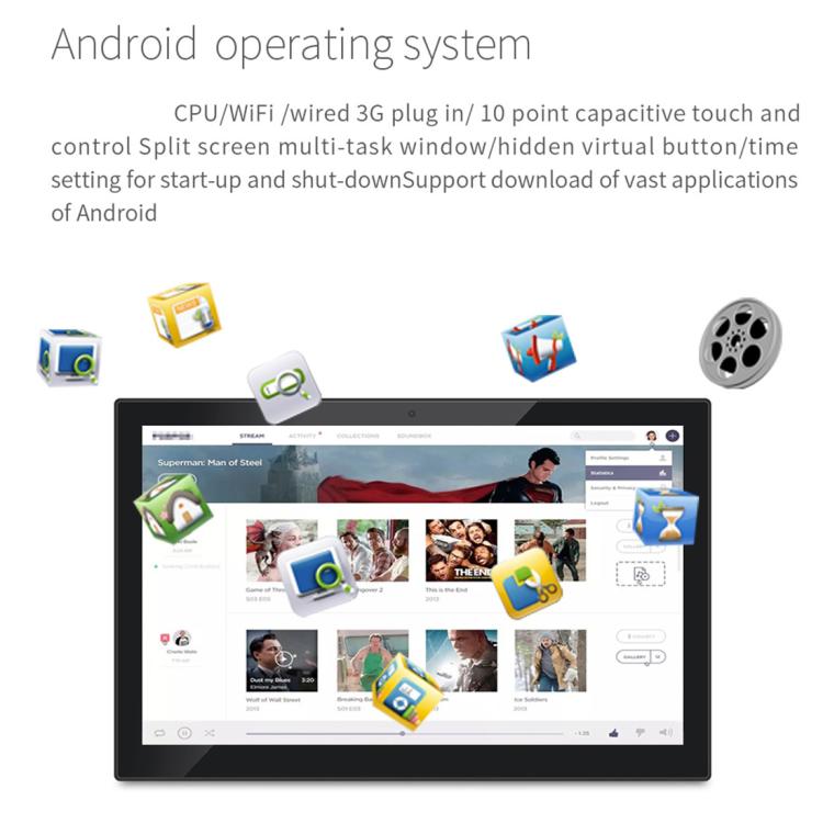 HSD-P538 14 inch IPS Touch Screen All in One PC with Holder, 4GB+32GB, Android 14 RK3576S Octa-core, 14 inch 4GB+32GB