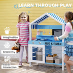 Kids Mud Kitchen, Outdoor Play Kitchen for Boys Girls, Blue