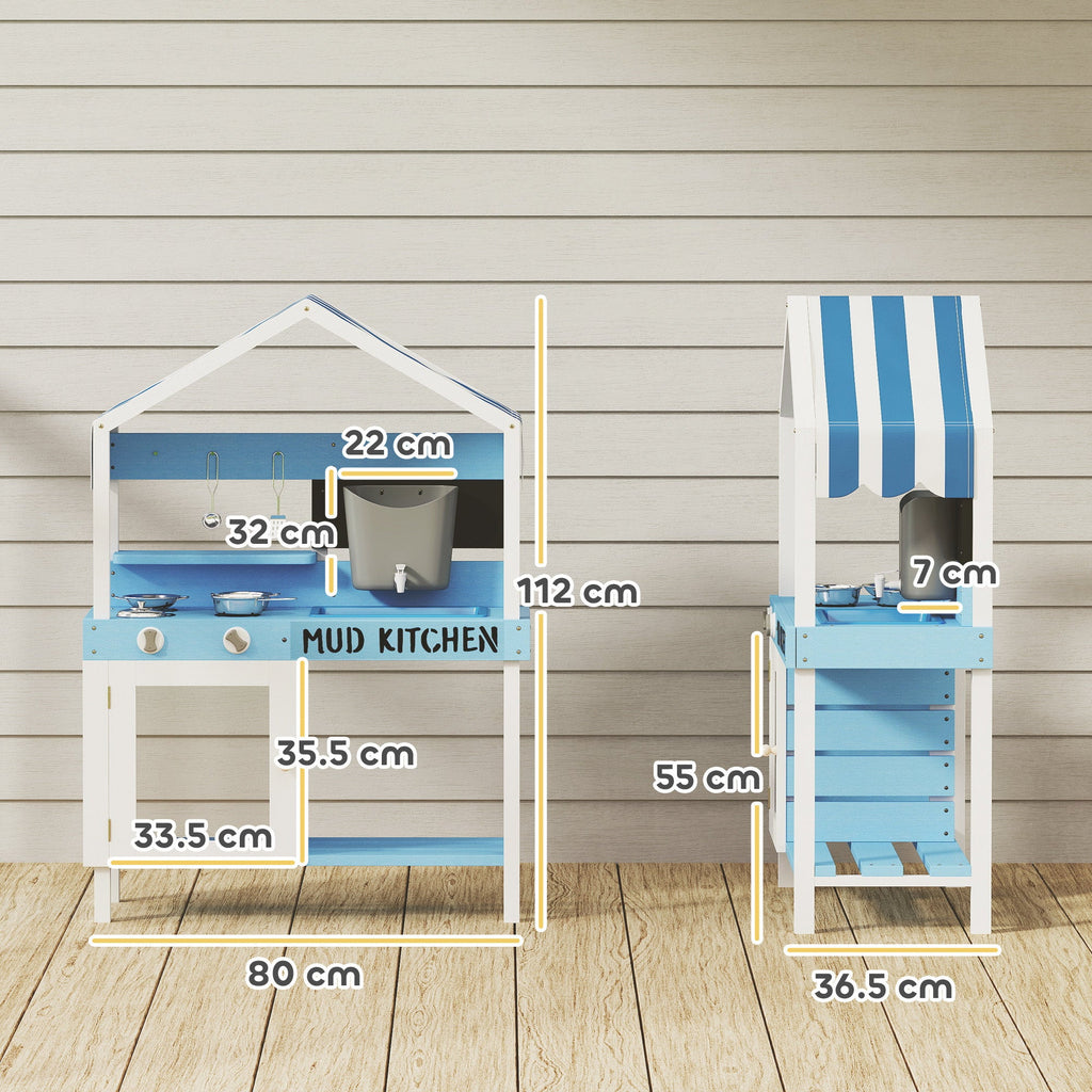 Kids Mud Kitchen, Outdoor Play Kitchen for Boys Girls, Blue