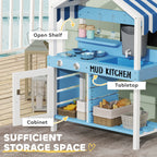 Kids Mud Kitchen, Outdoor Play Kitchen for Boys Girls, Blue