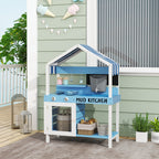 Kids Mud Kitchen, Outdoor Play Kitchen for Boys Girls, Blue