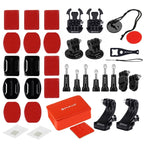 PULUZ 53 in 1 Accessories Total Ultimate Combo Kits (Chest Strap + Suction Cup Mount + 3-Way Pivot Arms + J-Hook Buckle + Wrist Strap + Helmet Strap + Extendable Monopod + Surface Mounts + Tripod Adapters + Storage Bag + Handlebar Mount) for GoPro, Ins...