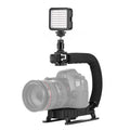 PULUZ U/C Shape Portable Handheld DV Bracket Stabilizer + LED Fill Light Kit with Cold Shoe Tripod Head for All SLR Cameras and Home DV Camera, C-Shaped Bracket + Fill Light C-Shaped Bracket + Fill Light