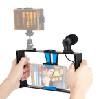 PULUZ 2 in 1 Live Broadcast Smartphone Video Rig + Microphone Kits for iPhone, Galaxy, Huawei, Xiaomi, HTC, LG, Google, and Other Smartphones, Vlogging Rig+Mic, Vlogging Rig+Mic(US) Vlogging Rig+Mic Blue