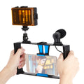 PULUZ 3 in 1 Vlogging Live Broadcast LED Selfie Light Smartphone Video Rig Kits with Microphone + Cold Shoe Tripod Head for iPhone, Galaxy, Huawei, Xiaomi, HTC, LG, Google, and Other Smartphones, 3-in-1, 3-in-1(Red), 3-in-1(US) 3-in-1 Blue