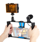 PULUZ 3 in 1 Vlogging Live Broadcast LED Selfie Light Smartphone Video Rig Kits with Microphone + Cold Shoe Tripod Head for iPhone, Galaxy, Huawei, Xiaomi, HTC, LG, Google, and Other Smartphones, 3-in-1, 3-in-1(Red), 3-in-1(US) 3-in-1 Blue