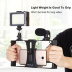 PULUZ 3 in 1 Vlogging Live Broadcast LED Selfie Light Smartphone Video Rig Kits with Microphone + Cold Shoe Tripod Head for iPhone, Galaxy, Huawei, Xiaomi, HTC, LG, Google, and Other Smartphones, 3-in-1, 3-in-1(Red), 3-in-1(US)