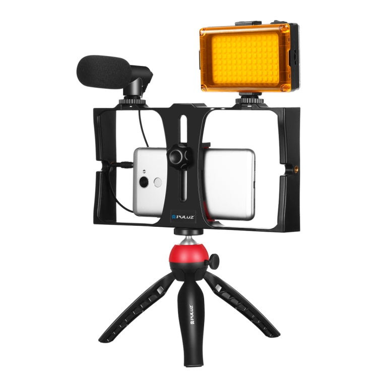 4 in 1 Vlogging Live Broadcast LED Selfie Light Smartphone Video Rig Kits with Microphone + Tripod Mount + Cold Shoe Tripod Head for iPhone, Galaxy, Huawei, Xiaomi, HTC, LG, Google, and Other Smartphones, 4-in-1(Blue), 4 in 1, 4-in-1(US) – Durable... 4 in 1 Red