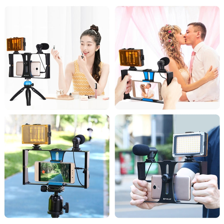 4 in 1 Vlogging Live Broadcast LED Selfie Light Smartphone Video Rig Kits with Microphone + Tripod Mount + Cold Shoe Tripod Head for iPhone, Galaxy, Huawei, Xiaomi, HTC, LG, Google, and Other Smartphones, 4-in-1(Blue), 4 in 1, 4-in-1(US) – Durable...