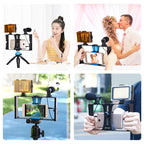 4 in 1 Vlogging Live Broadcast LED Selfie Light Smartphone Video Rig Kits with Microphone + Tripod Mount + Cold Shoe Tripod Head for iPhone, Galaxy, Huawei, Xiaomi, HTC, LG, Google, and Other Smartphones, 4-in-1(Blue), 4 in 1, 4-in-1(US) – Durable...