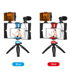 4 in 1 Vlogging Live Broadcast LED Selfie Light Smartphone Video Rig Kits with Microphone + Tripod Mount + Cold Shoe Tripod Head for iPhone, Galaxy, Huawei, Xiaomi, HTC, LG, Google, and Other Smartphones, 4-in-1(Blue), 4 in 1, 4-in-1(US) – Durable...