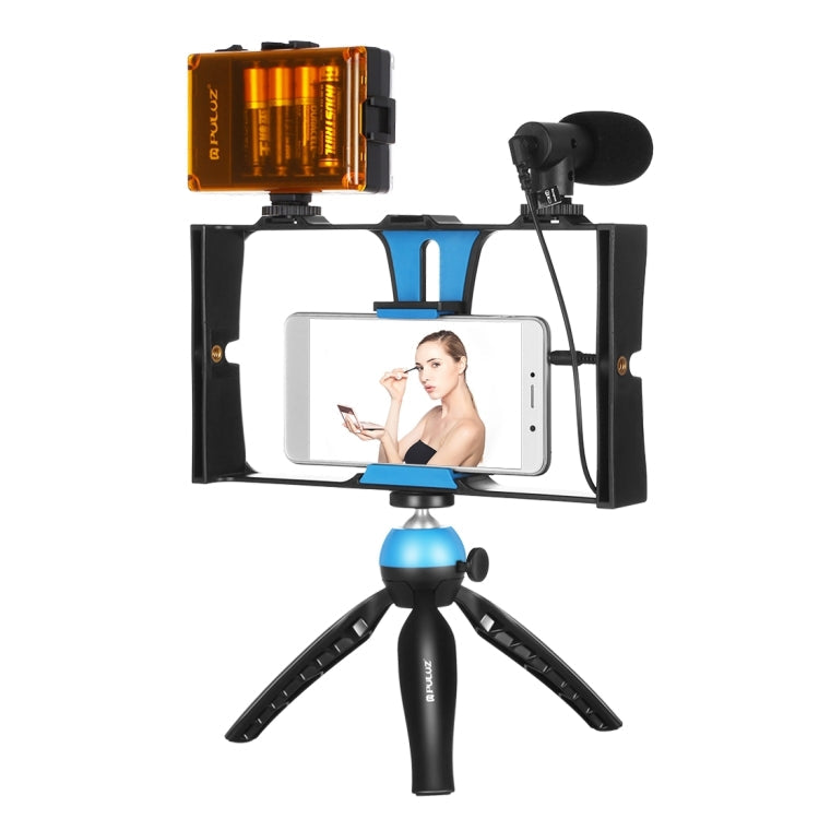 4 in 1 Vlogging Live Broadcast LED Selfie Light Smartphone Video Rig Kits with Microphone + Tripod Mount + Cold Shoe Tripod Head for iPhone, Galaxy, Huawei, Xiaomi, HTC, LG, Google, and Other Smartphones, 4-in-1(Blue), 4 in 1, 4-in-1(US) – Durable...