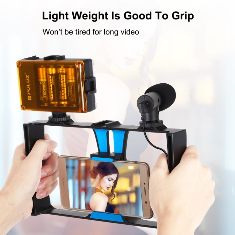 4 in 1 Vlogging Live Broadcast LED Selfie Light Smartphone Video Rig Kits with Microphone + Tripod Mount + Cold Shoe Tripod Head for iPhone, Galaxy, Huawei, Xiaomi, HTC, LG, Google, and Other Smartphones, 4-in-1(Blue), 4 in 1, 4-in-1(US) – Durable...