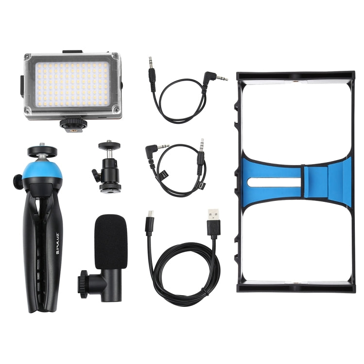 4 in 1 Vlogging Live Broadcast LED Selfie Light Smartphone Video Rig Kits with Microphone + Tripod Mount + Cold Shoe Tripod Head for iPhone, Galaxy, Huawei, Xiaomi, HTC, LG, Google, and Other Smartphones, 4-in-1(Blue), 4 in 1, 4-in-1(US) – Durable...