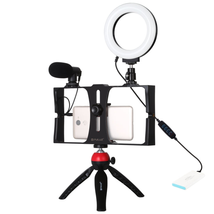 4 in 1 Vlogging Live Broadcast Smartphone Video Rig + 4.7 inch 12cm Ring LED Selfie Light Kits with Microphone + Tripod Mount + Cold Shoe Tripod Head for iPhone, Galaxy, Huawei, Xiaomi, HTC, LG, Google, and Other Smartphones, 4 in 1 Ring LED – Durable... 4 in 1 Ring LED PKT3025R