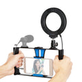 PULUZ 2 in 1 Vlogging Live Broadcast Smartphone Video Rig + 4.7 inch 12cm Ring LED Selfie Light Kits with Cold Shoe Tripod Head for iPhone, Galaxy, Huawei, Xiaomi, HTC, LG, Google, and Other Smartphones, 2 in 1 Ring LED 2 in 1 Ring LED Blue