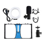 PULUZ 3 in 1 Vlogging Live Broadcast Smartphone Video Rig + Microphone + 4.7 inch 12cm Ring LED Selfie Light Kits with Cold Shoe Tripod Head for iPhone, Galaxy, Huawei, Xiaomi, HTC, LG, Google, and Other Smartphones, 3 in 1 Ring LED