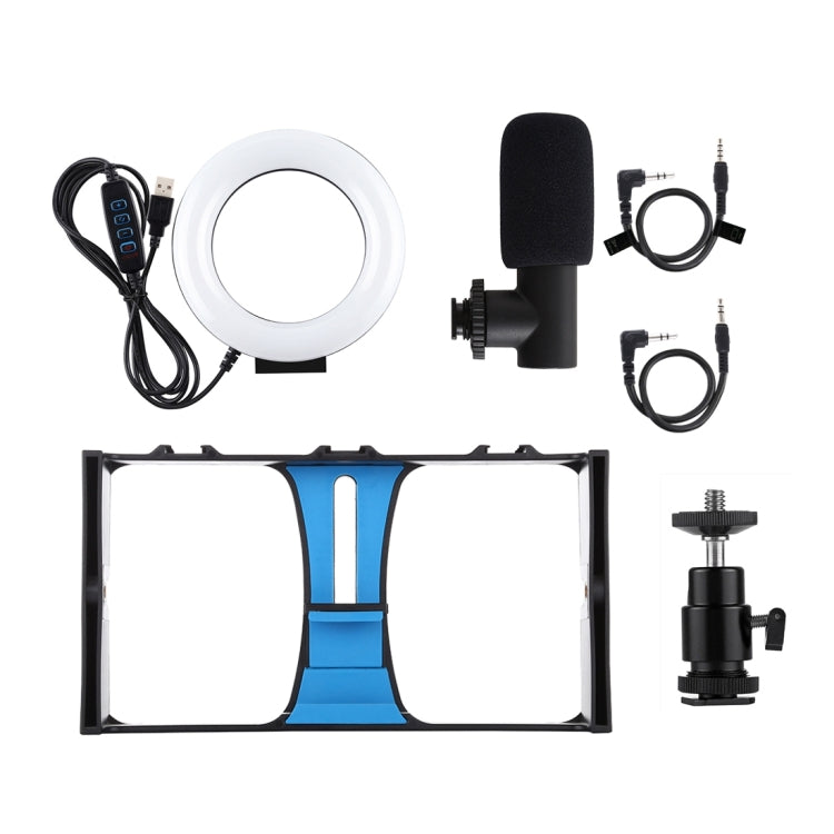 PULUZ 3 in 1 Vlogging Live Broadcast Smartphone Video Rig + Microphone + 4.7 inch 12cm Ring LED Selfie Light Kits with Cold Shoe Tripod Head for iPhone, Galaxy, Huawei, Xiaomi, HTC, LG, Google, and Other Smartphones, 3 in 1 Ring LED