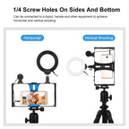 PULUZ 3 in 1 Vlogging Live Broadcast Smartphone Video Rig + Microphone + 4.7 inch 12cm Ring LED Selfie Light Kits with Cold Shoe Tripod Head for iPhone, Galaxy, Huawei, Xiaomi, HTC, LG, Google, and Other Smartphones, 3 in 1 Ring LED