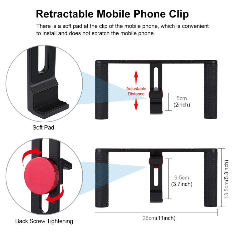 4 in 1 Vlogging Live Broadcast 4.7 inch 12cm Ring LED Selfie Light Smartphone Video Rig Handle Stabilizer Aluminum Bracket Kits with Microphone + Tripod Mount + Cold Shoe Tripod Head, Ring LED Aluminum Bracket Kits – Durable Build, Easy to Use