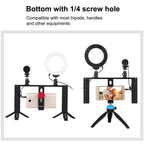 4 in 1 Vlogging Live Broadcast 4.7 inch 12cm Ring LED Selfie Light Smartphone Video Rig Handle Stabilizer Aluminum Bracket Kits with Microphone + Tripod Mount + Cold Shoe Tripod Head, Ring LED Aluminum Bracket Kits – Durable Build, Easy to Use